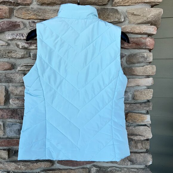 Michael Kors Full Zip Chevron Vest Women's S XL Vista Blue Gold NWT - Picture 2 of 3